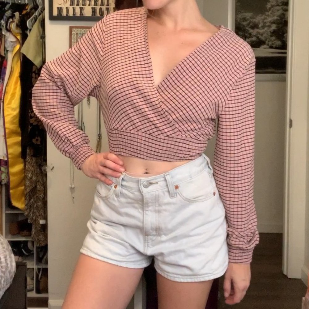 H&M Plaid Crop Long Sleeve